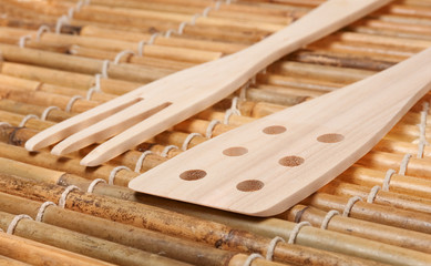 set of three wooden kitchenware