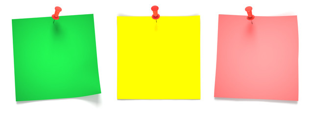 Green, yellow, pink papers