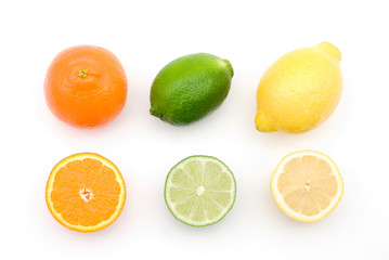 Naklejka na ściany i meble Trzy rodzaje owoców cytrusowych