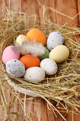 Easter eggs in a bird's nest