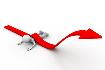 Man climb red growth arrow