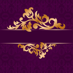 The golden bough of floral ornament on a purple background