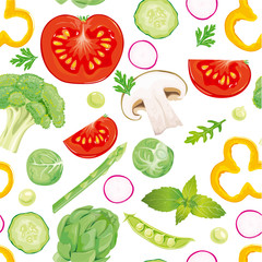 Seamless pattern of vegetables