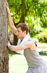 Man doing his stretches in the park