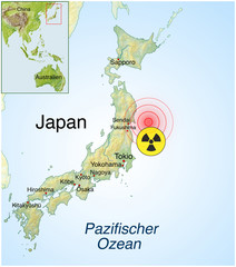 Landkarte von Japan-Erdbeben.Tsunami.Super-Gau