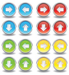 Button Set - Pfeile - blau, rot, grün, gelb