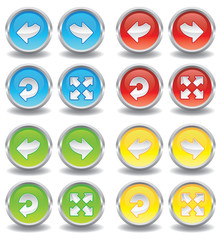 Button Set - Pfeile 2 - blau, rot, grün, gelb