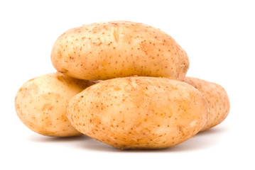 Fresh potatoes on a white background