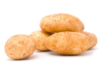 Fototapeta na wymiar Fresh potatoes on a white background