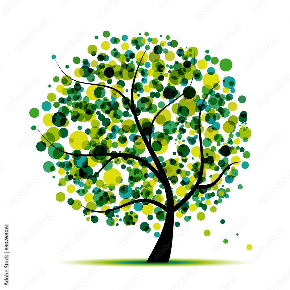 Poster abstract tree green for your design