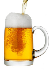 glass of beer on a white background
