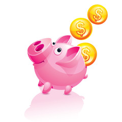 Piggy Bank and falling Money