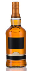 Full whiskey bottle isolated on white background