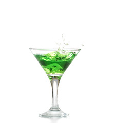 green martini cocktail splashing