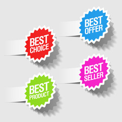 Best choice, best offer, best product and best seller tags