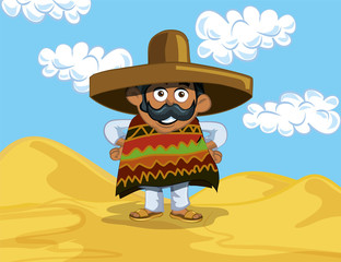 Cartoon Mexicaan in de woestijn
