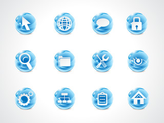 abstract blue shiny web icon set