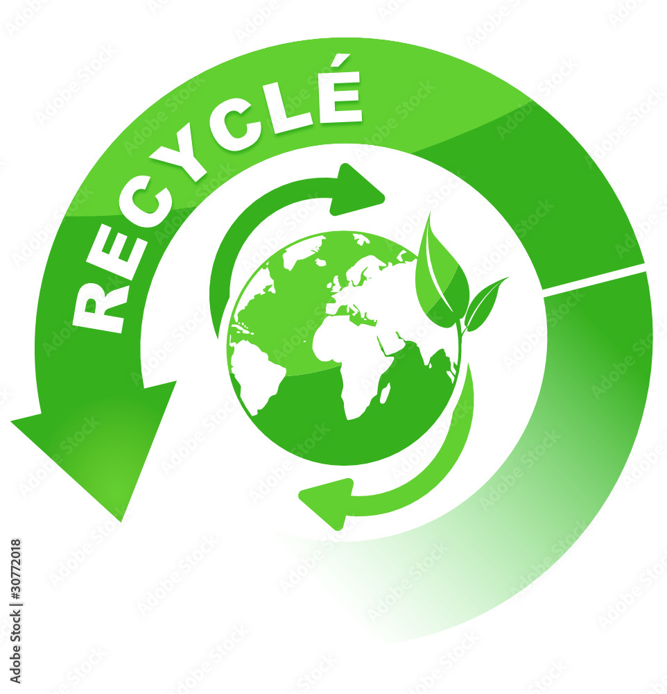 Poster recyclé sur vignette fléchée verte