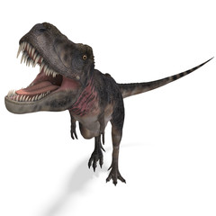 Dinosaur Tarbosaurus. 3D rendering with clipping path and © Ralf Kraft