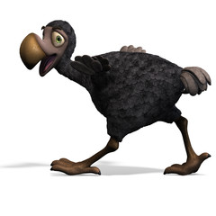 very funny toon Dodo-bird. 3D rendering with clipping path and © Ralf Kraft