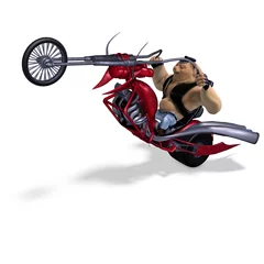 Papier Peint photo Moto toon animal gros cochon comme motard. Rendu 3D avec chemin de détourage