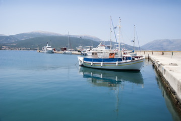 Fototapeta na wymiar Fishing Boat at Sami on the island of Kephalonia Greece