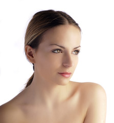 Fototapeta premium Young woman with hair pulled back