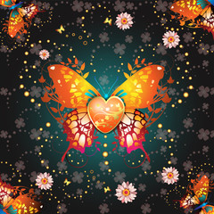 Stylized butterfly with heart for Valentine's day card
