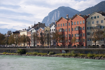 Houses by the riverside at Innsbruck - Austria