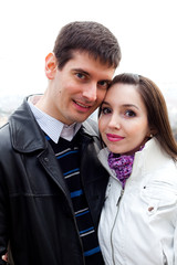 beautiful young love couple in city Prague