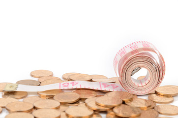 Coins and ruler