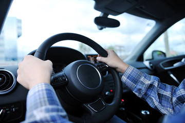 man using car navigation