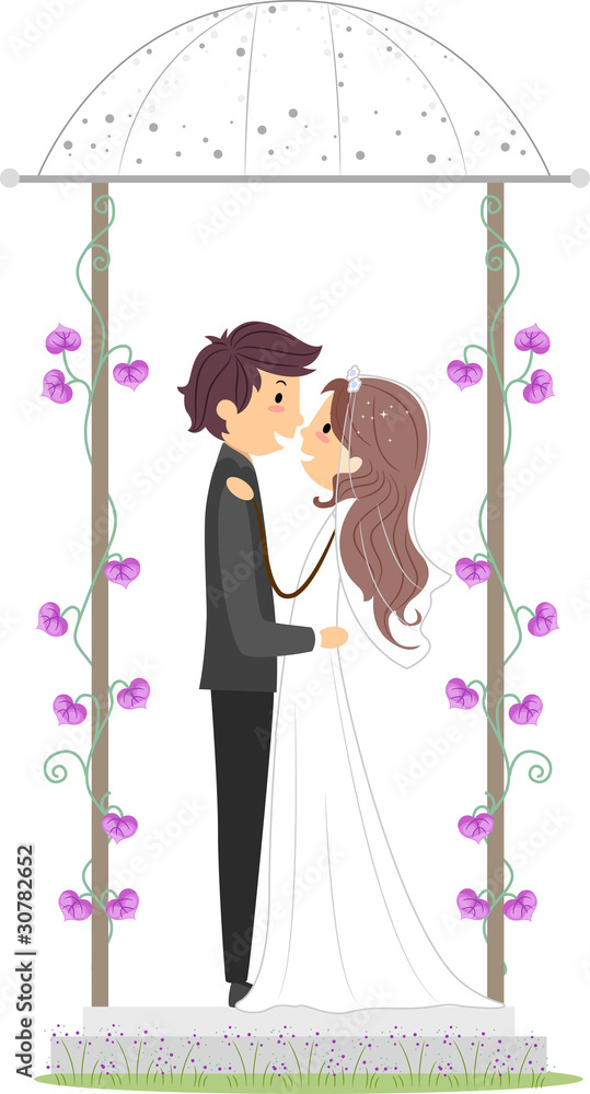 Sticker Newlyweds in a Gazebo