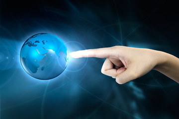 hand and globe