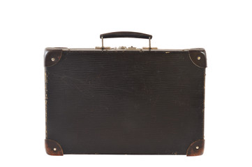 Old retro-styled travel suitcase isolated on white background