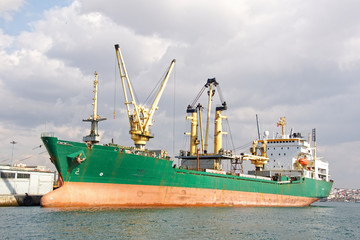 Green freighter ship