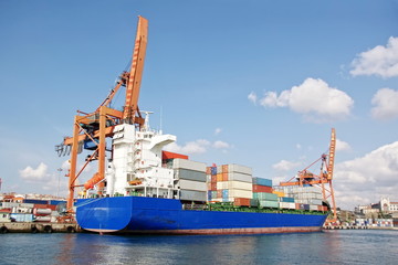 Fototapeta premium Cargo ship with freight containers