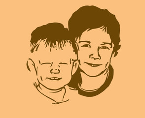 Fototapeta premium silhouette two boys