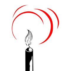 silhouette of the candle on white background