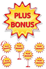 set of red and yellow sale icons isolated on white - plus bonus
