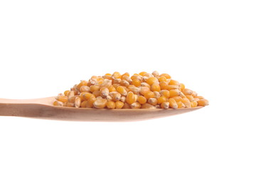 Maize on a wooden spoon