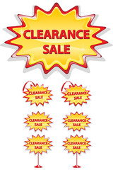 set of red and yellow sale icons isolated on white - clearance s