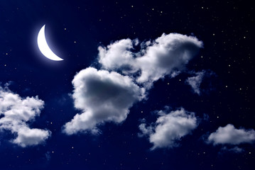 Naklejka na ściany i meble Księżyc na niebie chmury