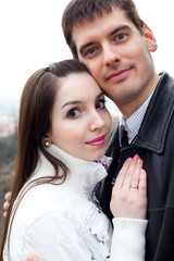beautiful young love couple in city Prague
