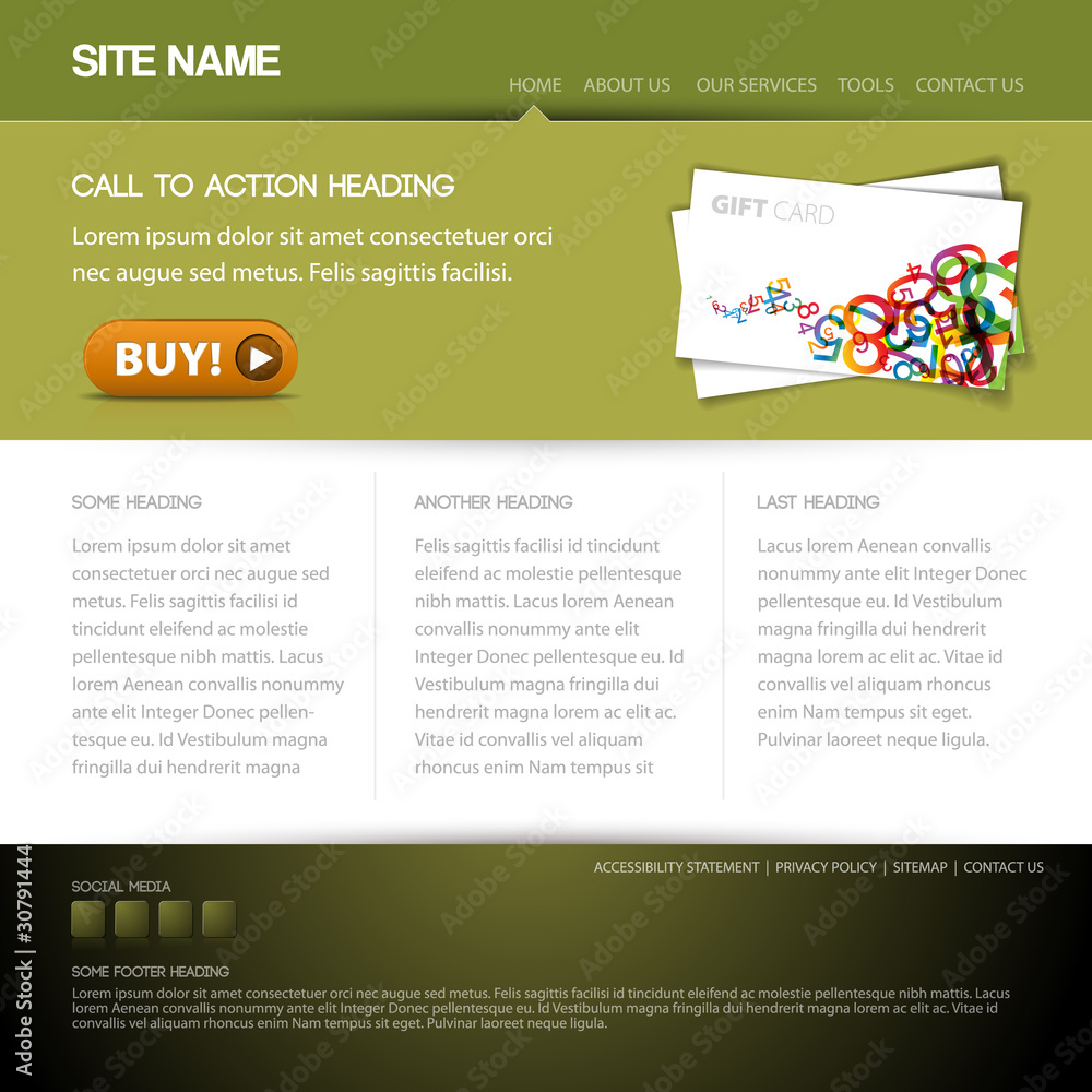 Poster modern website template with nice button