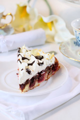 Cherry sponge cake with cream