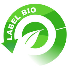 label bio sur vignette fléchée verte