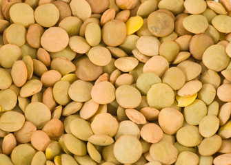 Cup of lentils seeds macro