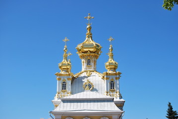 Fototapeta na wymiar Dome of Church of the Big Peterhof Palace