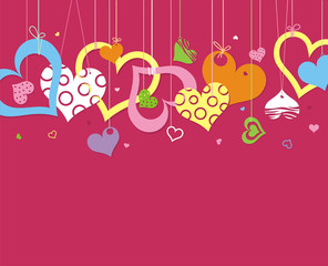 Vector background with color hearts